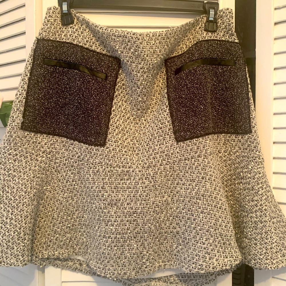 Ann Taylor Tweed Pocket Mini Skirt 12 Gray
